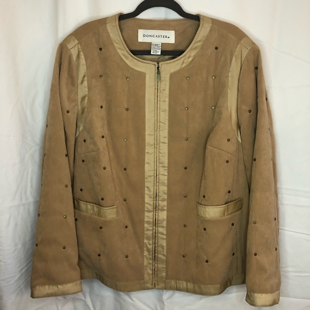 Doncaster Camel Velvet Zip Jacket